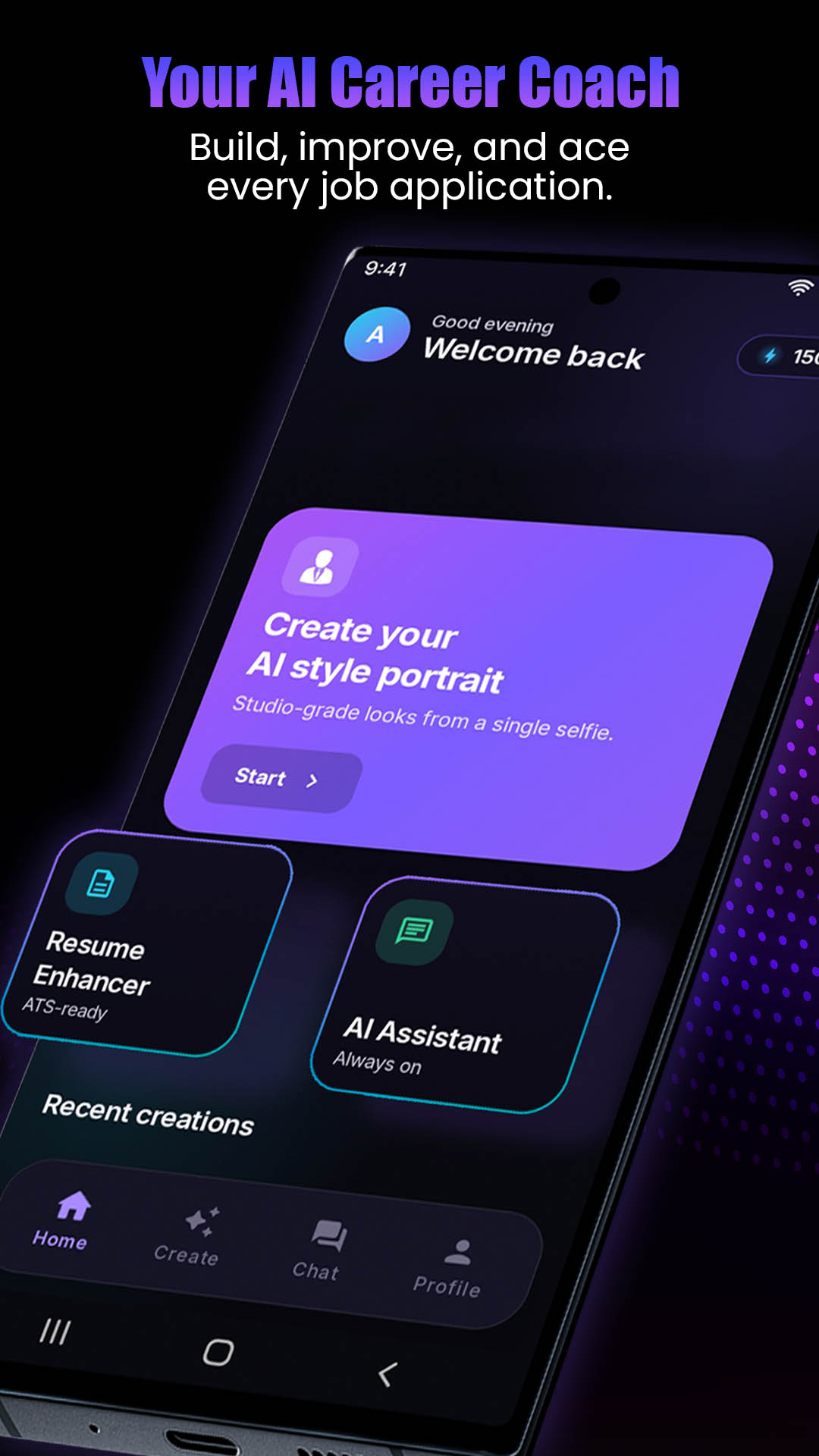 Omnia home screen — your AI career coach dashboard